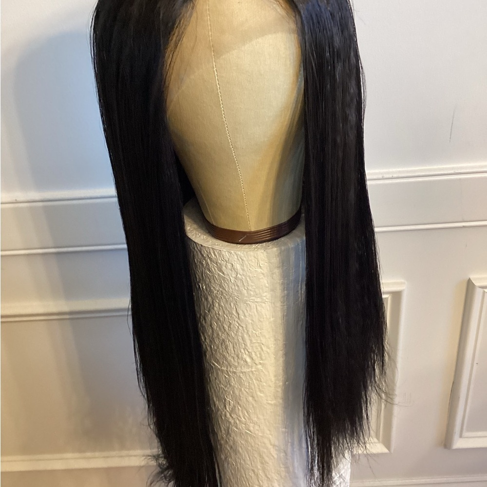 Sleek Black 24-28 inch Synthetic Lace Front Hair Wig (SKU: #1 24-28)